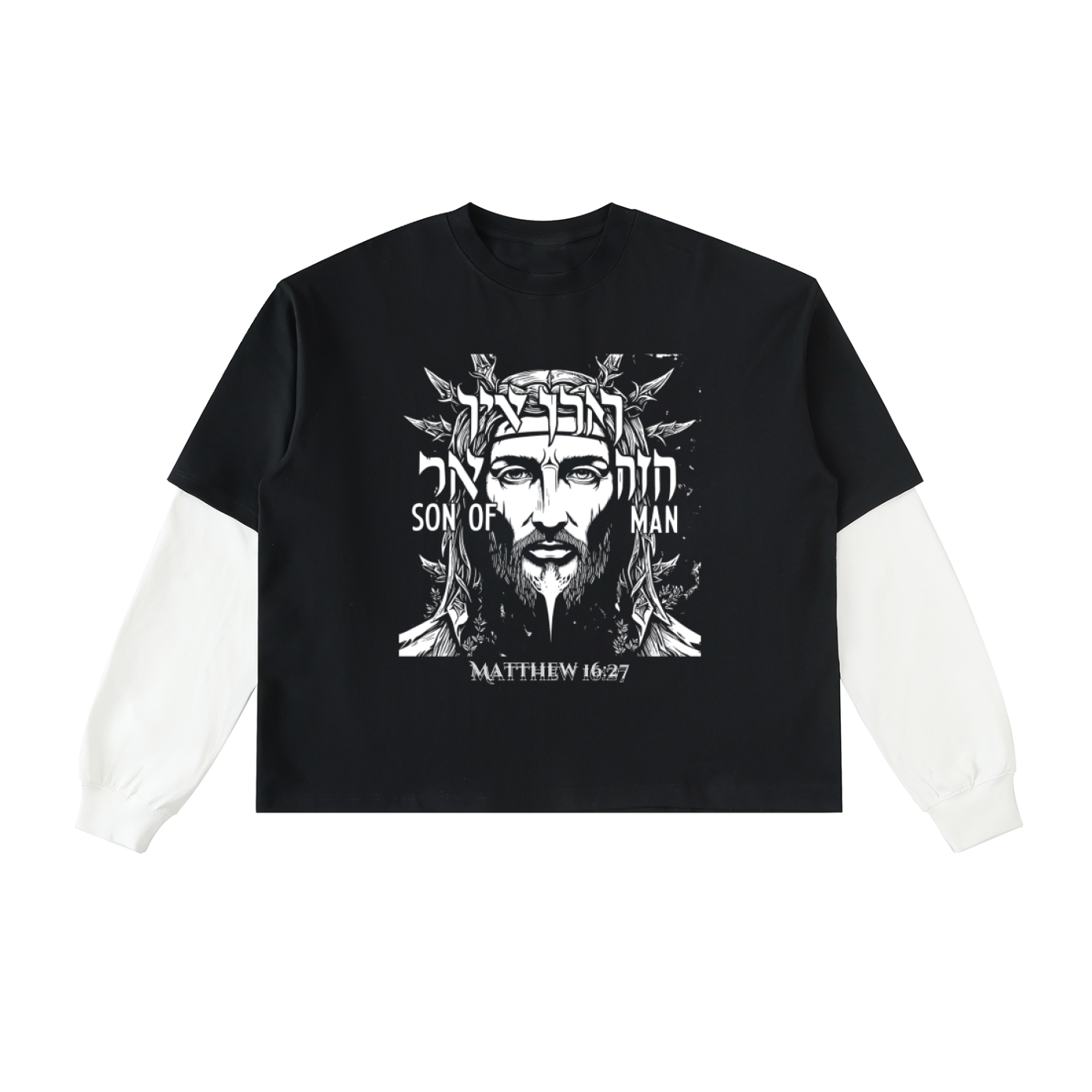 SON-OF-MAN (WHITE ON BLACK) Cotton T-Shirt